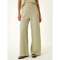 Roman Dusk Textured Wide Leg Stretch Trouser - Beige