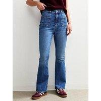 New Look Blue Patch Pocket Flared Denim Jeans