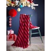 Fusion Candy Stripe Christmas Throw Fleece 120 X 150Cm