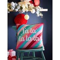 Fusion Fa La La Velvet 43 X 43Cm Filled Christmas Cushion