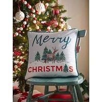 Fusion Merry Christmas Deer - Velvet 43 X 43Cm Filled Cushion