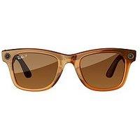 Ray-Ban Meta Wayfarer Large Glasses - Shiny Caramel Transparent, Brown