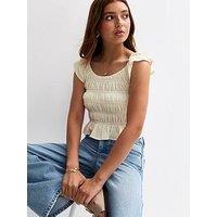 New Look 915 Girls Shirred Front Frill Sleeve T-Shirt - Yellow