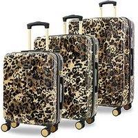 Rock Luggage Savannah Leopard Print Suitcase 3Pc Set