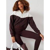 Sweaty Betty Womens Training Revive Crop Half Zip - Brown/White