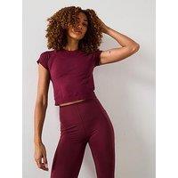 Sweaty Betty Womens Training Athlete Crop Seamless Workout T-Shirt - Red