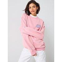 Tommy Jeans Relax Washed Heart Crew Sweater - Pink