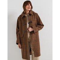 Barbour Melody Check Wool Duffle Coat - Brown