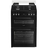 Hotpoint Hdg6Gdcb1 60Cm Gas Double Cooker With Glass Lid - Black