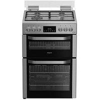 Hotpoint Hdg6Gdcw 60Cm Gas Double Cooker With Glass Lid - White