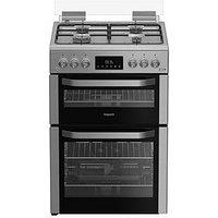 Hotpoint Hdg6Gdcx 60Cm Gas Double Cooker With Glass Lid - Stainless Steel