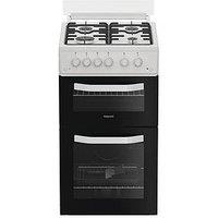 Hotpoint Htg5Gcwl 50Cm Gas Twin Cooker With Glass Lid - White
