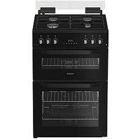Hotpoint Htg6Gdcb1 60Cm Gas Twin Cooker With Glass Lid - Black