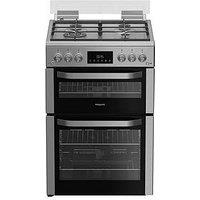 Hotpoint Hdg6Gdcwx 60Cm Gas Double Cooker With Glass Lid - Stainless Steel