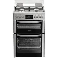 Hotpoint Hdd6Gdc2Wx 60Cm Dual Fuel Double Cooker With Glass Lid - Stainless Steel