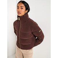 Barbour International Hudson Faux Velvet Puffer Jacket - Brown