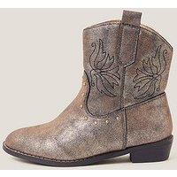 Monsoon Girls Brooke Cowboy Boots - Bronzed
