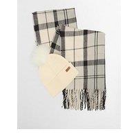 Barbour Dover Beanie & Hailes Scarf Gift Set - White