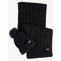 Barbour Saltburn Beanie & Scarf Gift Set - Black