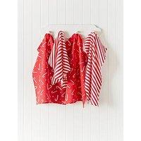 Catherine Lansfield Christmas Candy Cane Tea Towels 4 Pk