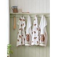 Catherine Lansfield Angus Highland Cow Tea Towels 4 Pk