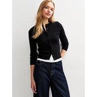 New Look Compact Crew Neck Cardigan- Black