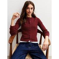 New Look Dark Red Compact Knit Crew Neck Cardigan