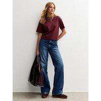 New Look Premium Heavyweight Cotton Boxy Fit T-Shirt - Burgundy