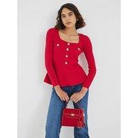 River Island Long Sleeve Peplum Brunch Top - Red