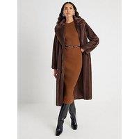 River Island Long Sleeve Crew Midi Dress - Brown