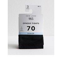 New Look Girls 3 Pack Opaque 70 Denier Tights - Black
