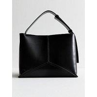 New Look Faux Leather Panelled Bucket Bag - Black