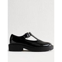 New Look Patent T Bar Mary Jane Shoes- Black