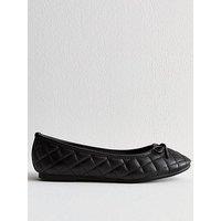 New Look Black Quilted Faux Leather Ballet Flats