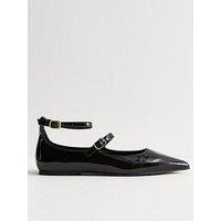 New Look Black Patent Faux Leather Strappy Ballet Flats