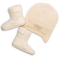 Ugg Childrens Skylar Slippers & Beanie Hat Set - Cream