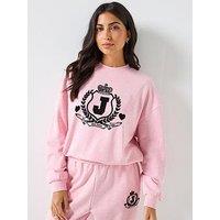 Juicy Couture Venice Crest Loop Back Fleece Sweatshirt - Pink