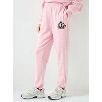 Juicy Couture Vista Crest Cuffed Loopback Fleece Track Pants - Pink