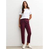 New Look Burgundy Tapered Leg Tailored Trousers - Red