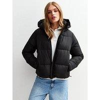 New Look Black Hooded Cropped Puffer Jacket - Black