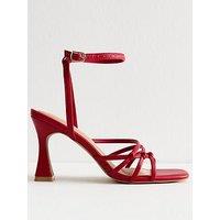 New Look Red Knot Strappy Faux Leather Stiletto Heel Sandals