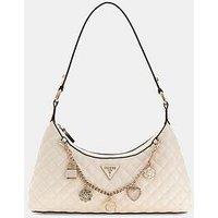 Guess Everlee Top Zip Shoulder Bag - Cream
