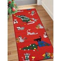 Very Home Christmas Cats Runner - Red