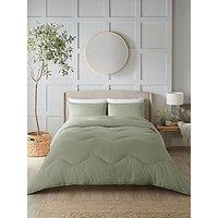 Night Lark Seersucker Bound 4.5 Tog Coverless Summer Duvet Set Includes Pillowcases - Olive