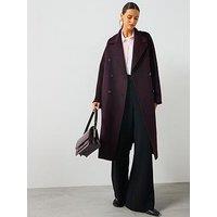 Mango Double Breasted Duster Coat - Burgundy
