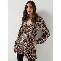 Guess Long Sleeve Malorie Belted Short Romper - Brown