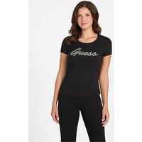 Guess Short Sleeve Logo Hot Fix T-Shirt - Black