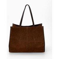 Mango Suede Leather Shopper Bag - Brown