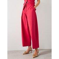 Mango Linen Blend Balloon Trousers - Red