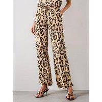 Mango Fluid Animal Print Trousers - Beige